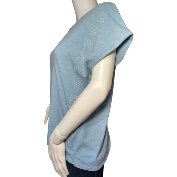 Under Armour Womens Pullover Roll Cap Sleeve Activewear Top Blue Size Medium - Picture 5 of 15